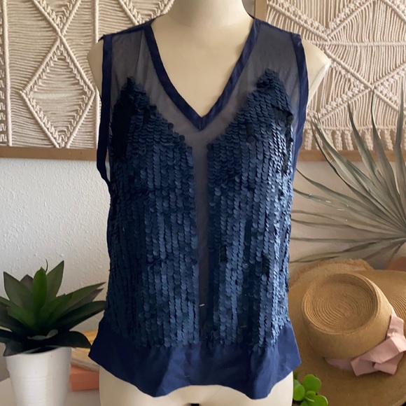 ❤️… Allsaints Blue Hand Embellished Top - Picture 3 of 6